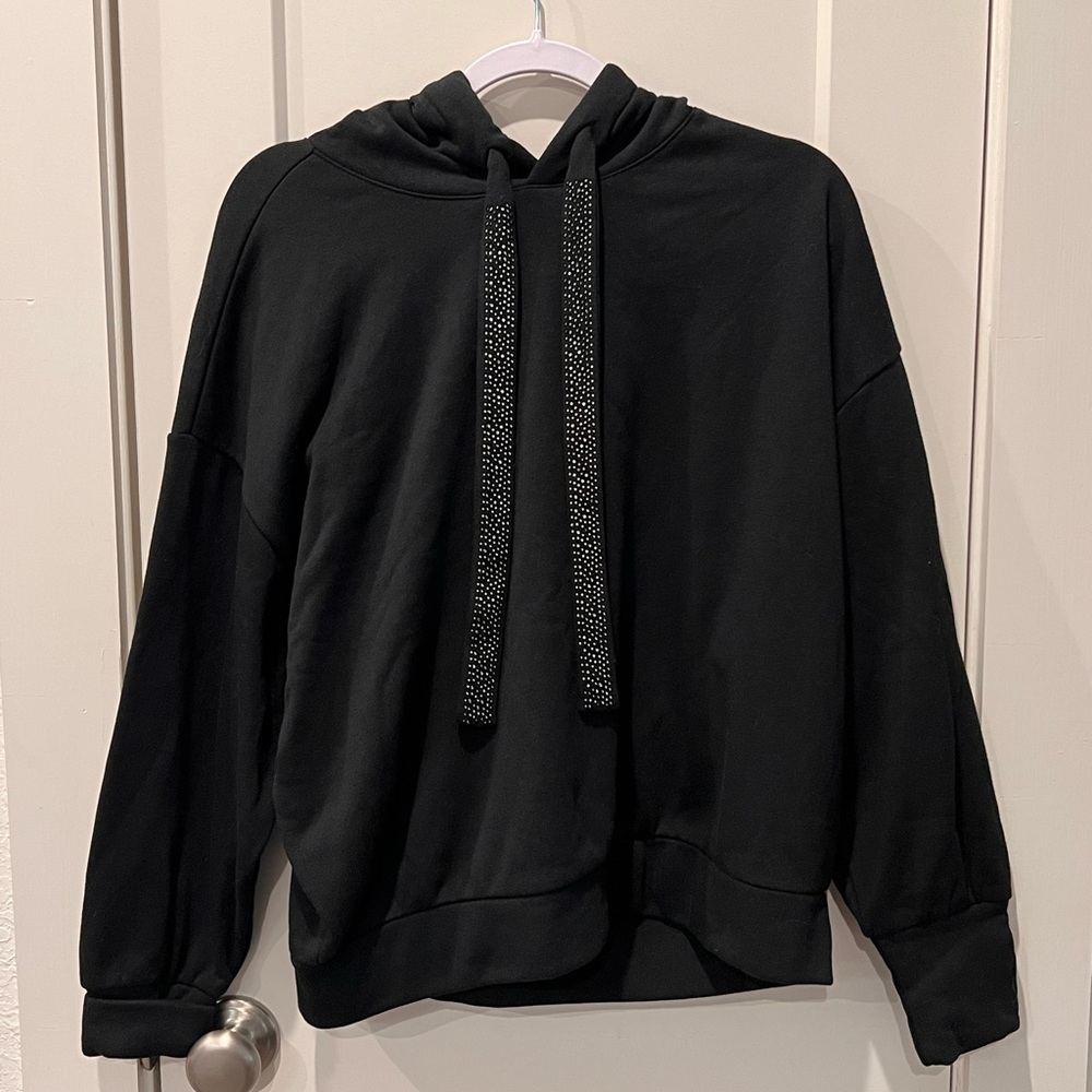 Express Black Hoodie with Rhinestone Drawstrings